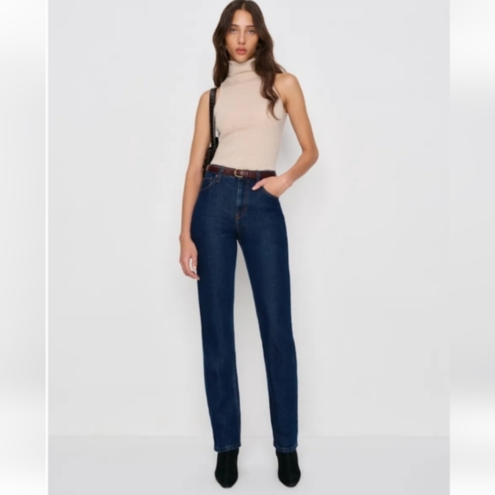 Reformation Jax Stretch High-rise Straight Seneca (Dark Wash) Size 26